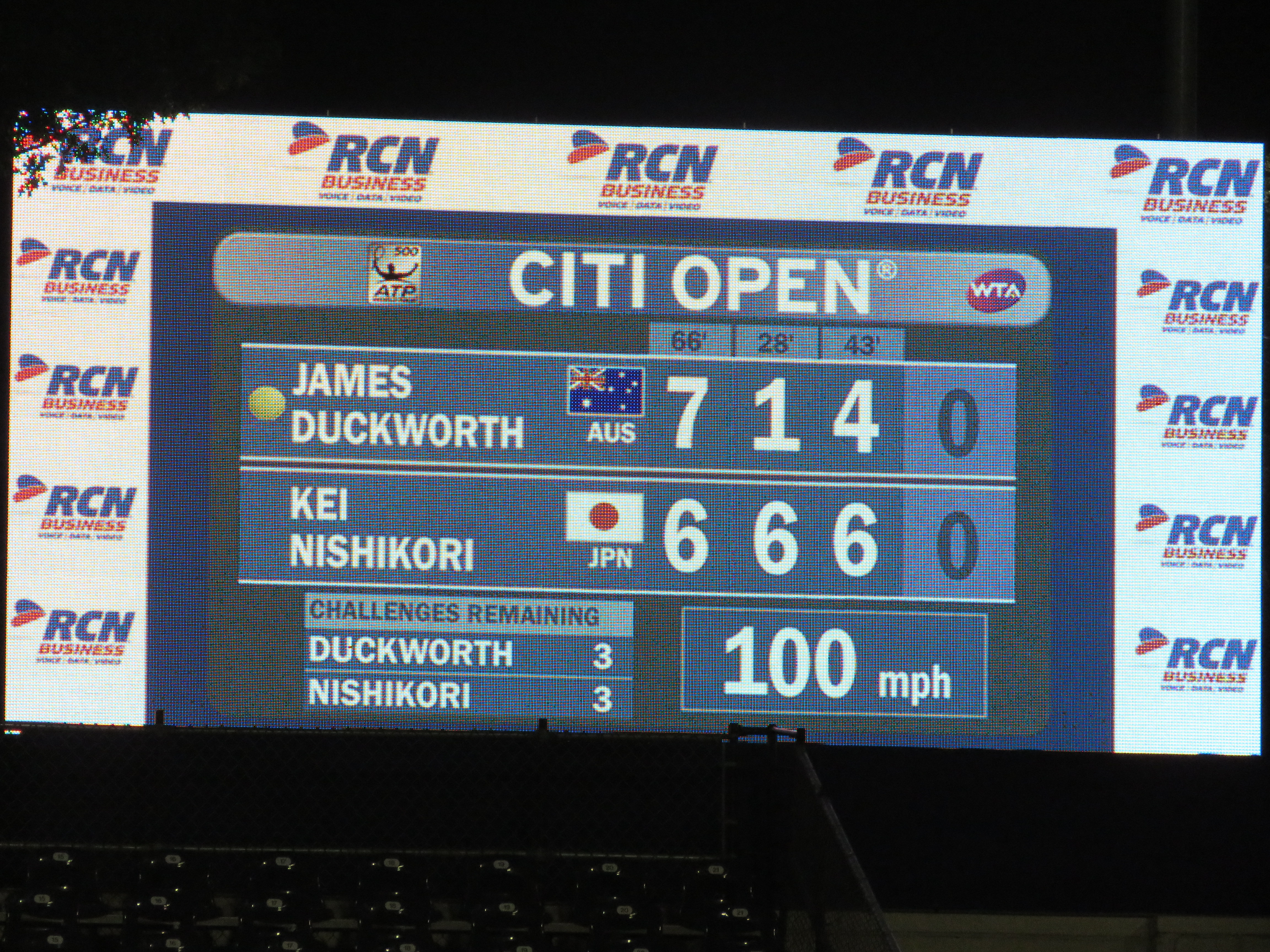 Nishikori Duckworth Citi Open 2015 Scoreboard